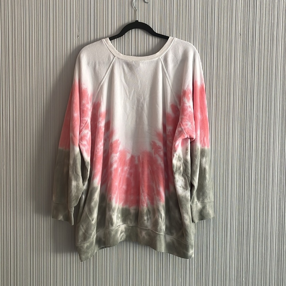 Plus size cozy pink & green Torrid sweatshirt - Picture 2 of 6
